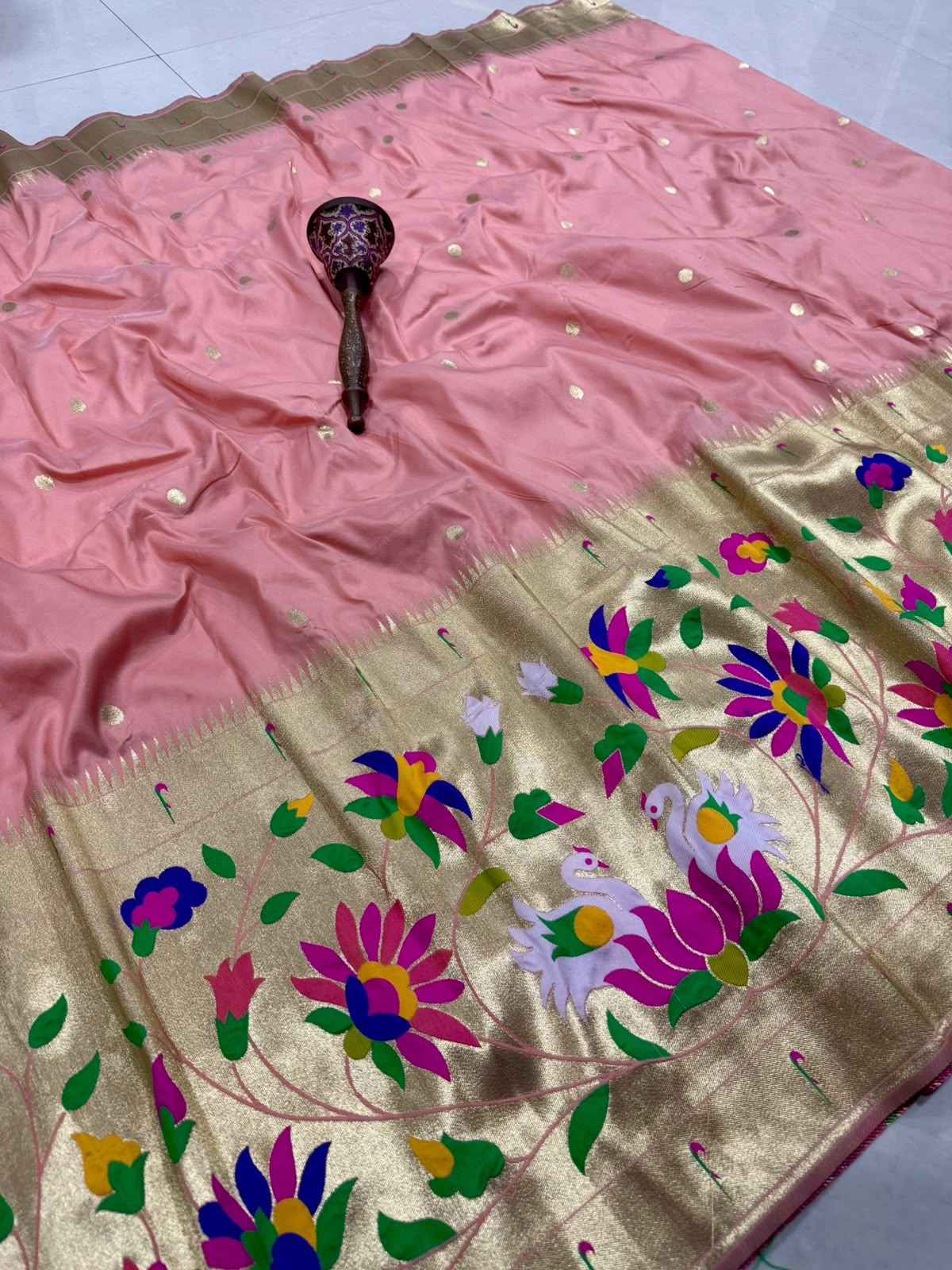 SOFT BANARASI PAITHANI SILK ZARI WEAVING UNSTICH LAHENGA CHOLI 2