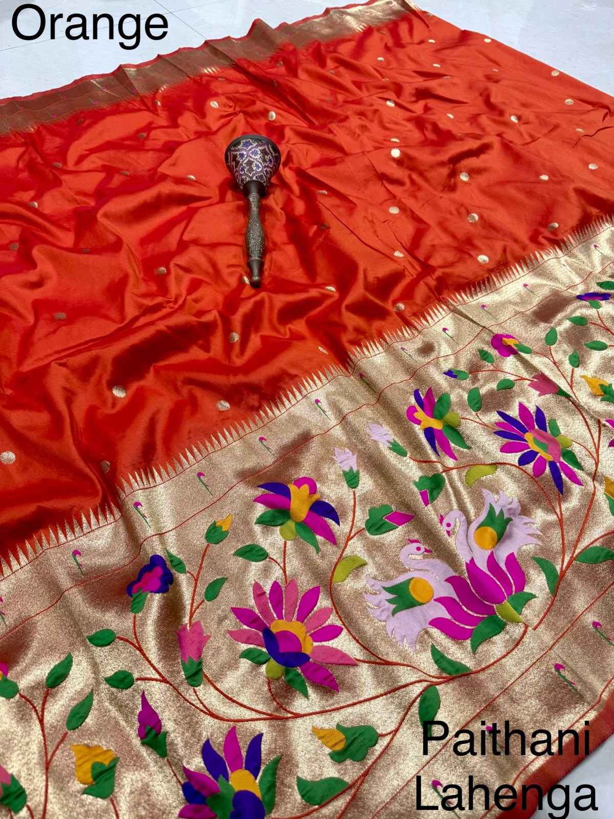 SOFT BANARASI PAITHANI SILK ZARI WEAVING UNSTICH LAHENGA CHOLI 2