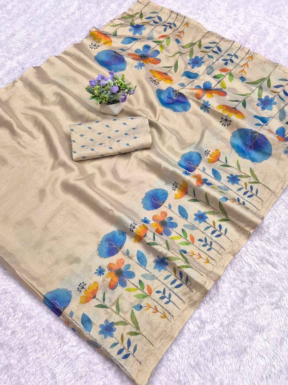 SOFT ERODE COTTON ZARI SILK FLOWERS AARI WORK 