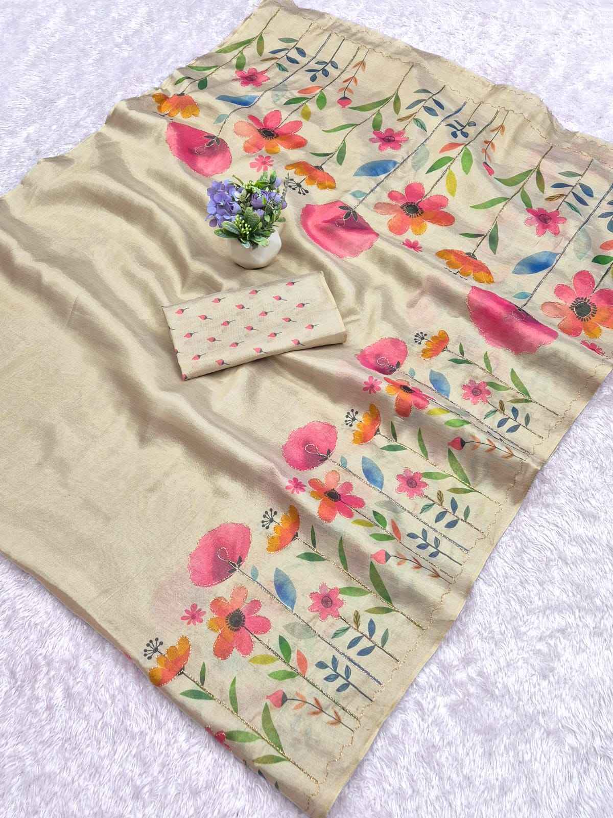 SOFT ERODE COTTON ZARI SILK FLOWERS AARI WORK 