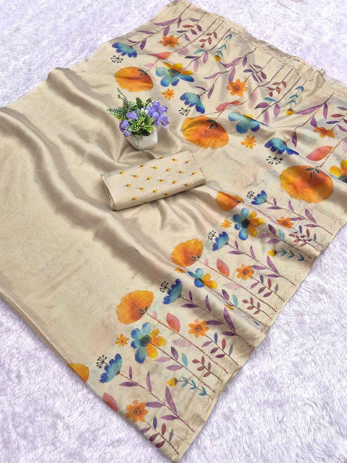 SOFT ERODE COTTON ZARI SILK FLOWERS AARI WORK 