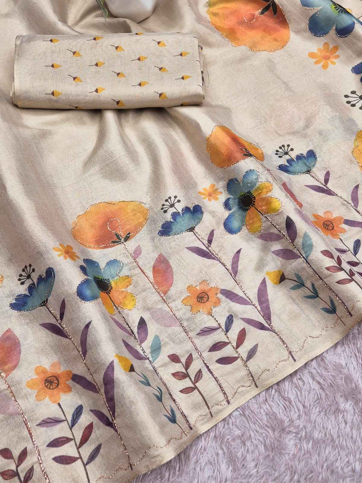 SOFT ERODE COTTON ZARI SILK FLOWERS AARI WORK 