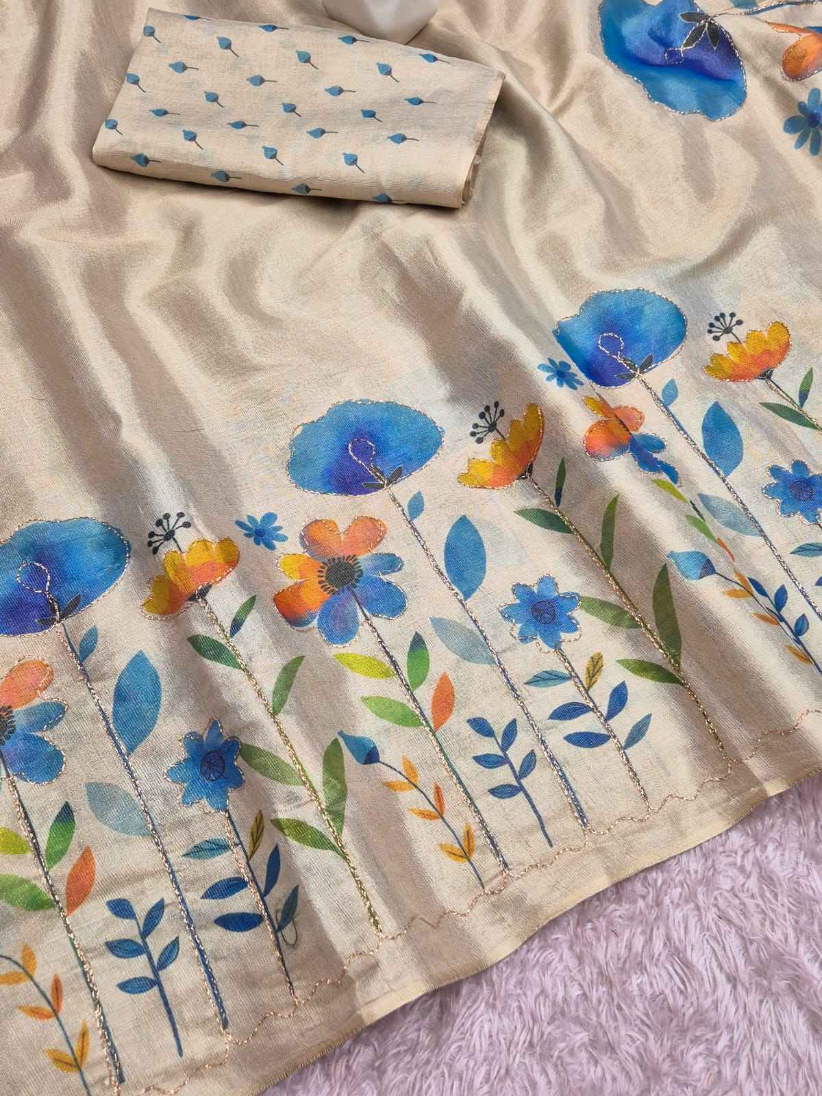SOFT ERODE COTTON ZARI SILK FLOWERS AARI WORK 