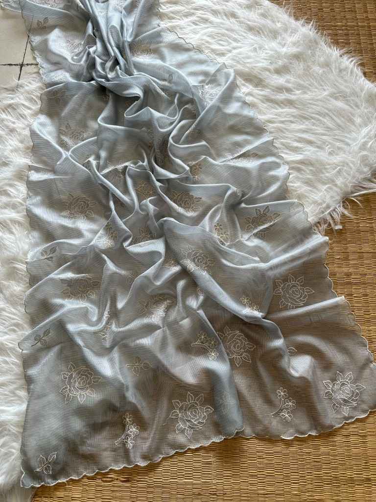 SOFT KOTA DORIYA EMBROIDERY THREAD WORK SAREE