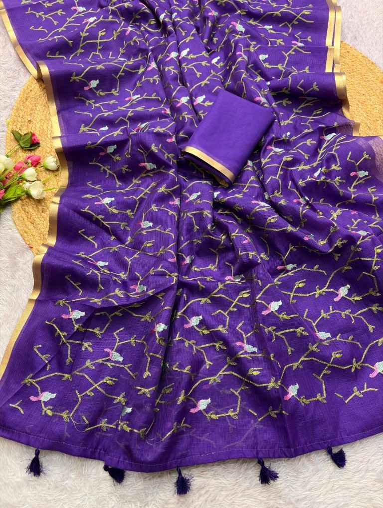 SOFT KOTA DORIYA EMBROIDERY WORK SAREE 1