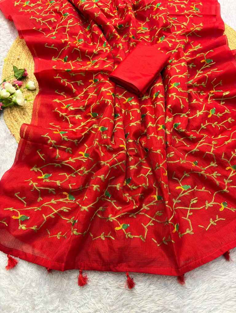 SOFT KOTA DORIYA EMBROIDERY WORK SAREE 1