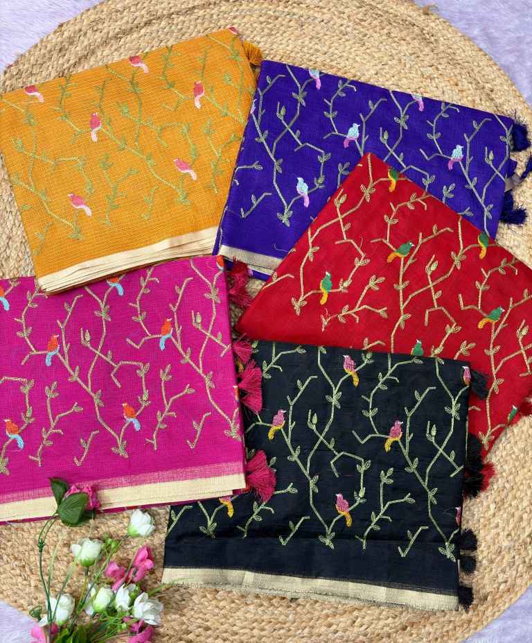 SOFT KOTA DORIYA EMBROIDERY WORK SAREE 1