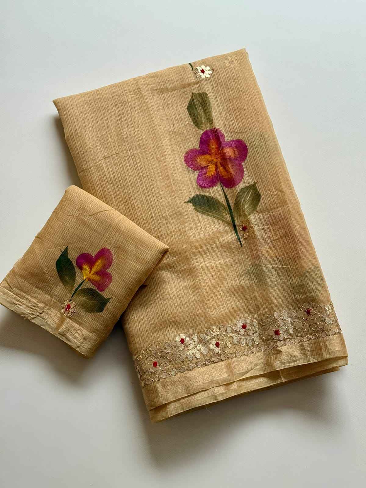 SOFT KOTA DORIYA SILK GOTA WORK HANDPRINT SAREE