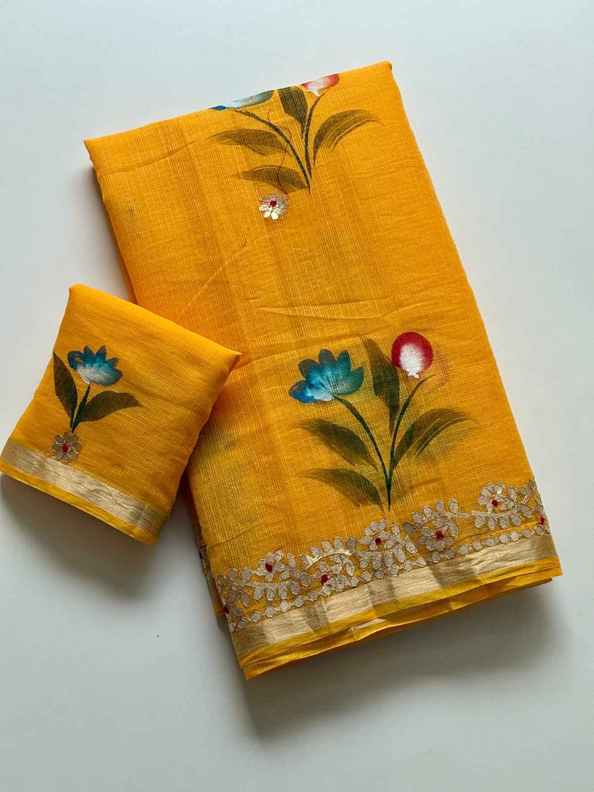 SOFT KOTA DORIYA SILK GOTA WORK HANDPRINT SAREE
