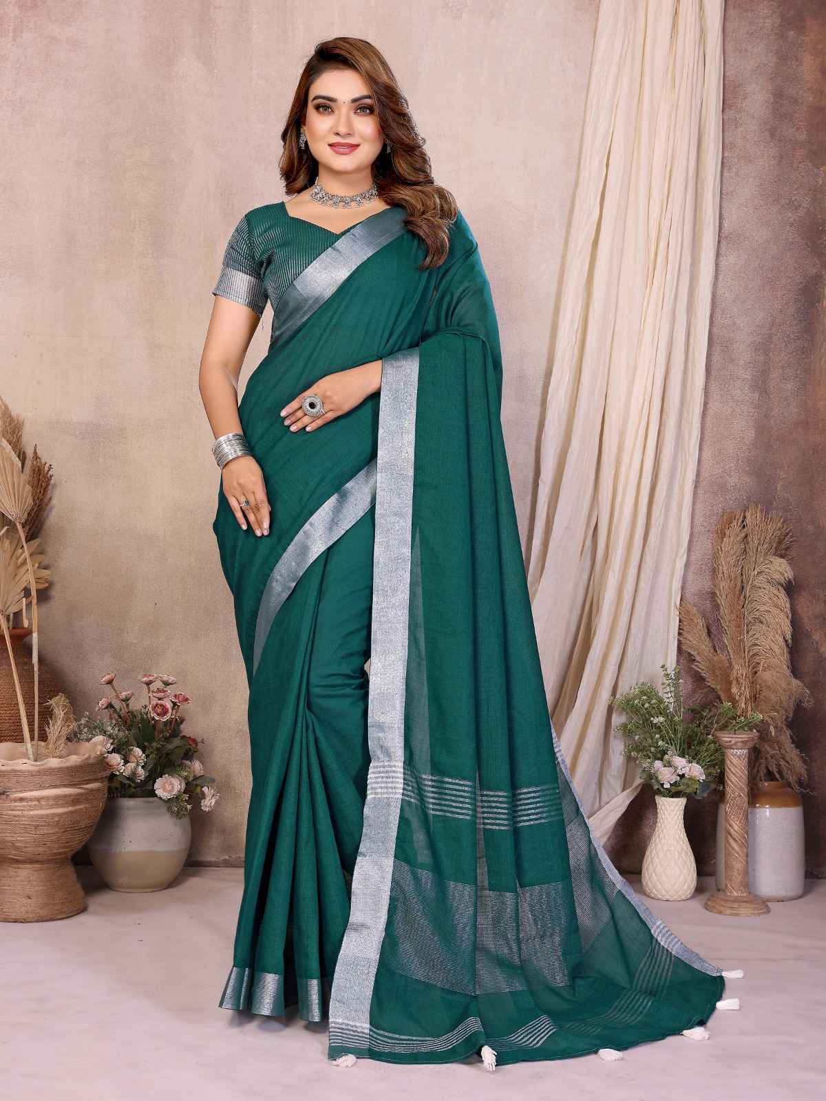 SOFT LINEN COTTON JARI BORDER SAREE 