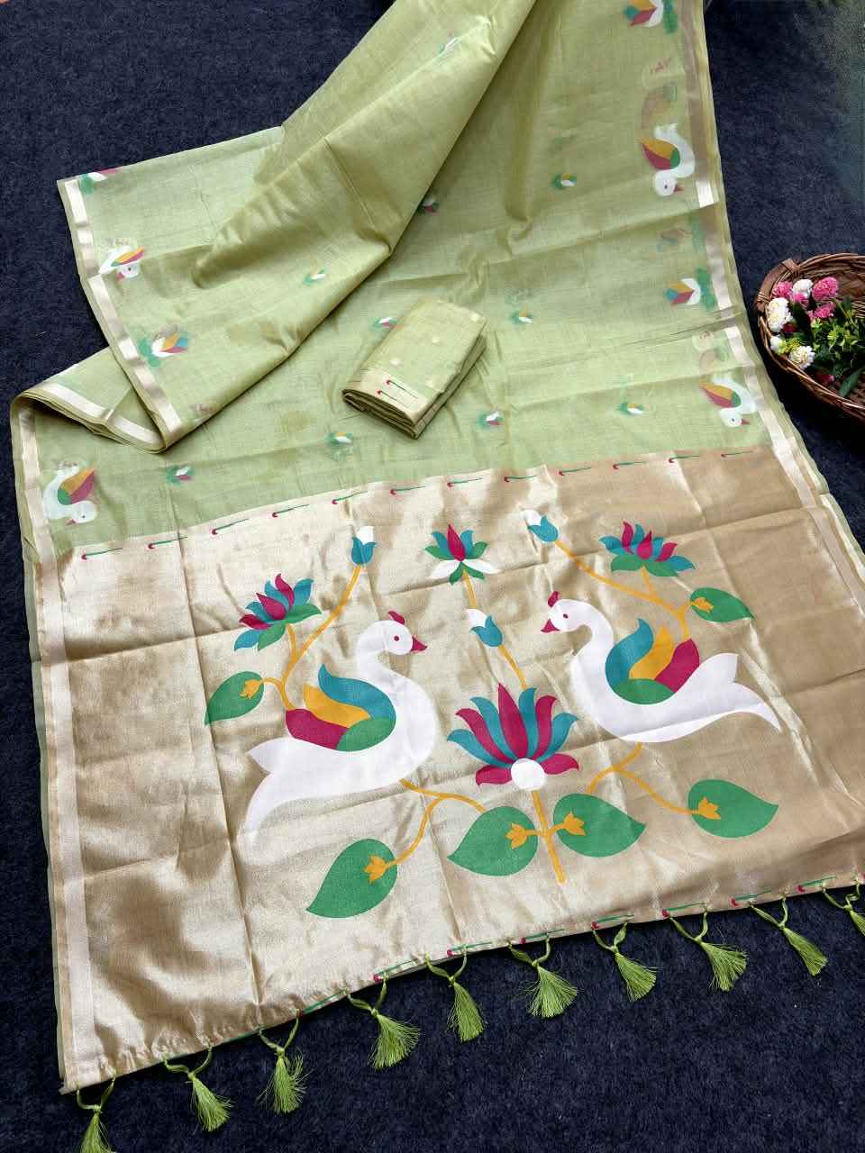 SOFT MOONGA COTTON ZARI WEAVING PAITHANI SAREE 3