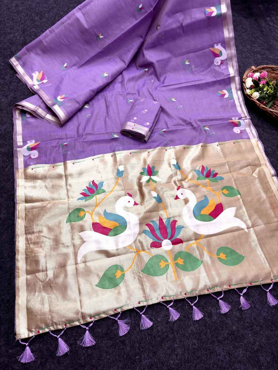 SOFT MOONGA COTTON ZARI WEAVING PAITHANI SAREE 3