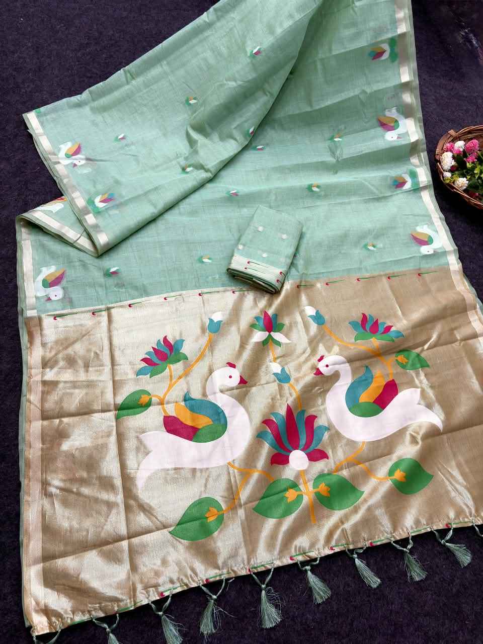 SOFT MOONGA COTTON ZARI WEAVING PAITHANI SAREE 3