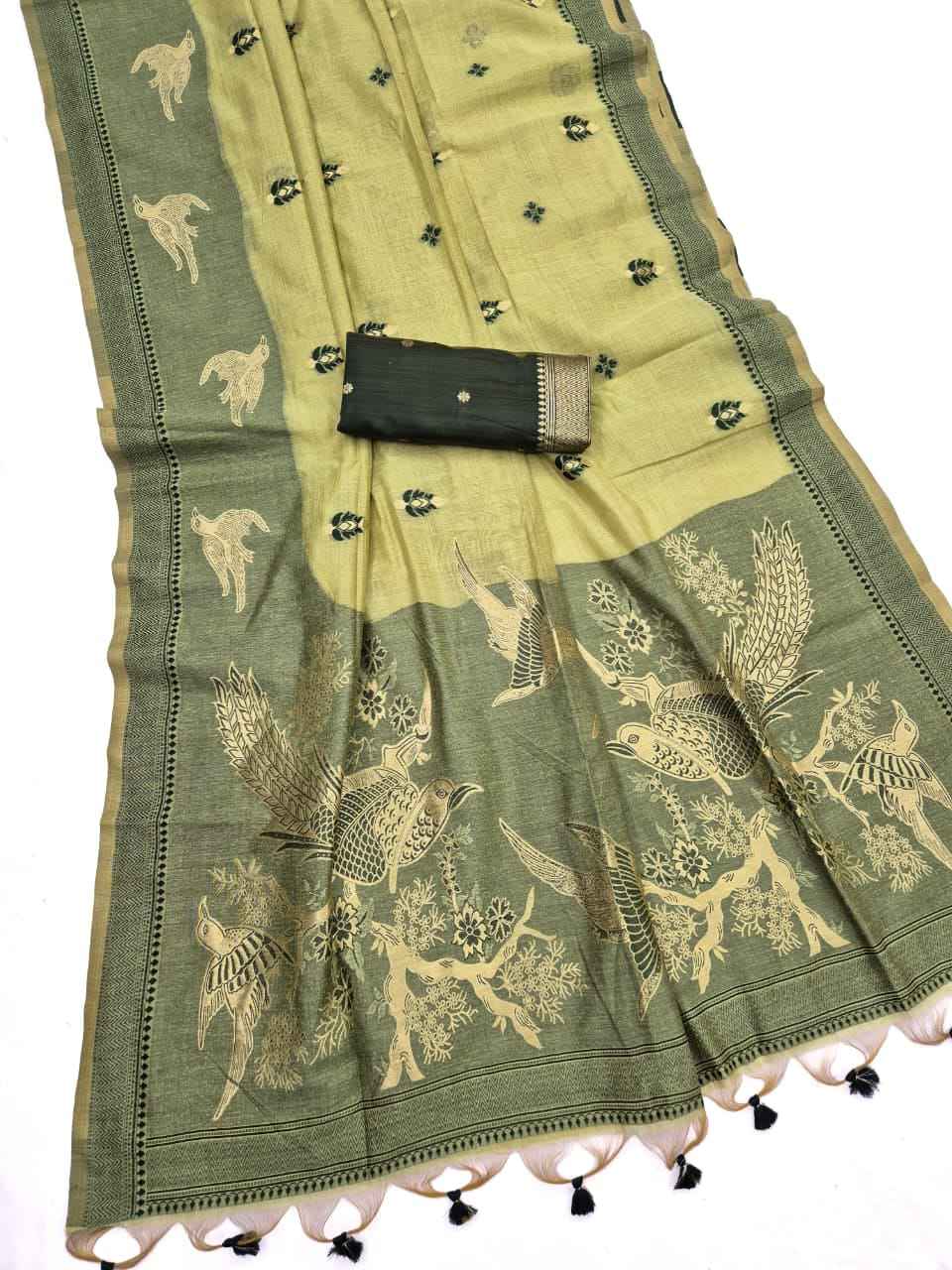 SOFT MUGA COTTON SPARROW ZARI WEAVING SAREE 