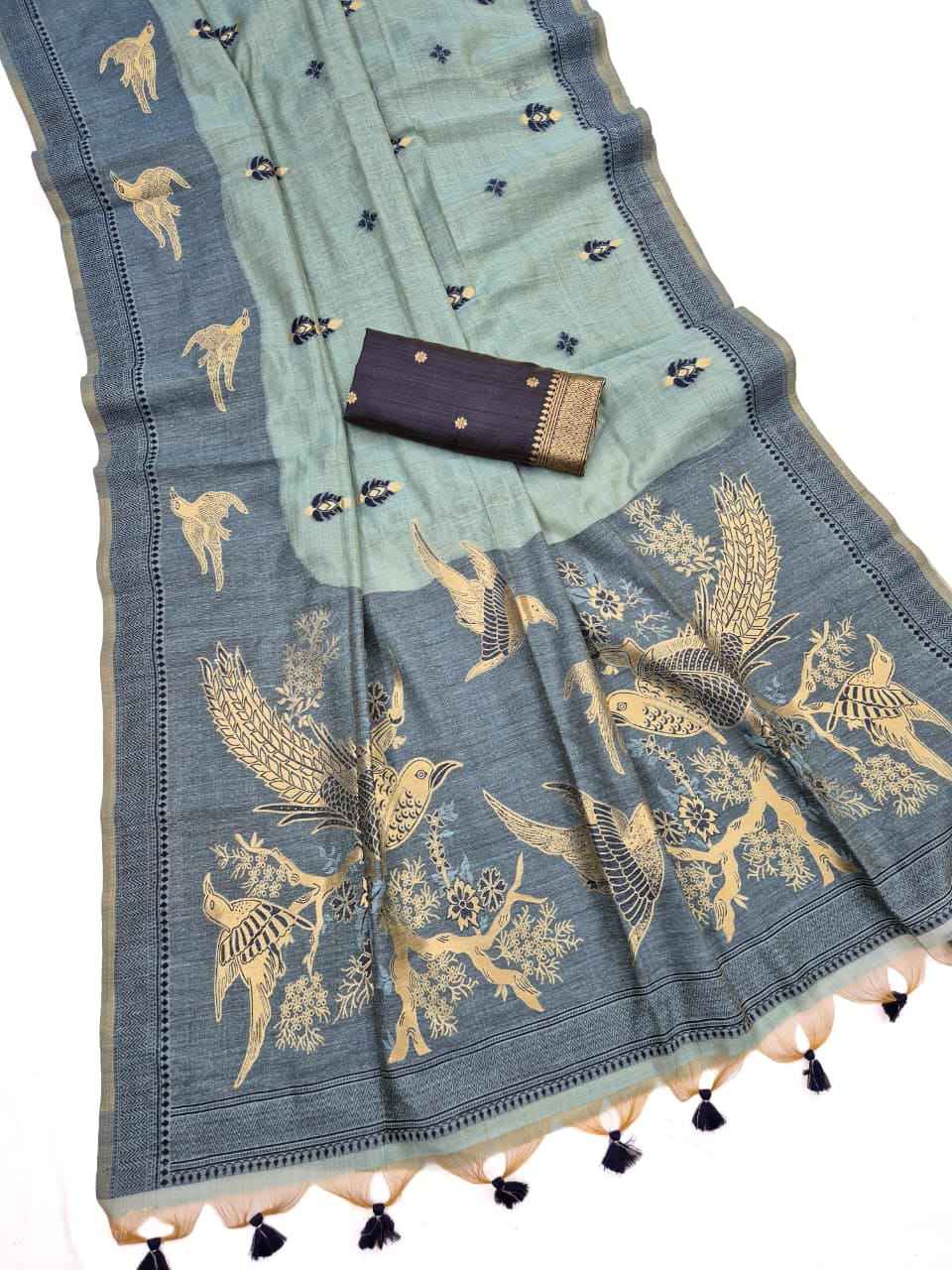 SOFT MUGA COTTON SPARROW ZARI WEAVING SAREE 