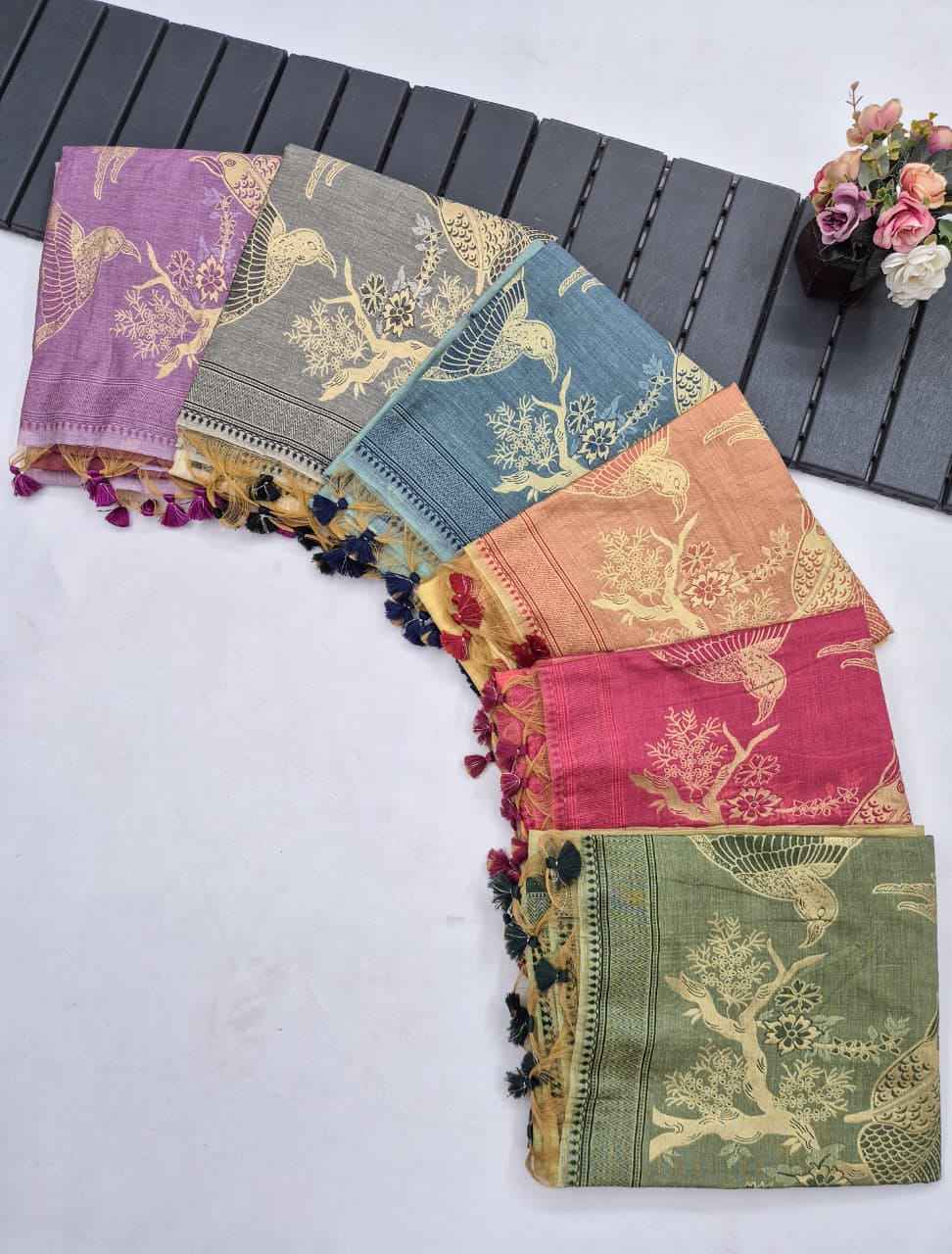SOFT MUGA COTTON SPARROW ZARI WEAVING SAREE 