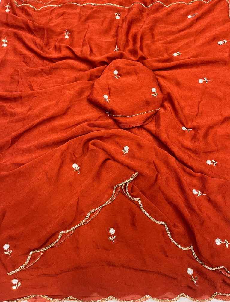 SOFT RANGOLI CRUSH CUTDANA HANDWORK SAREE