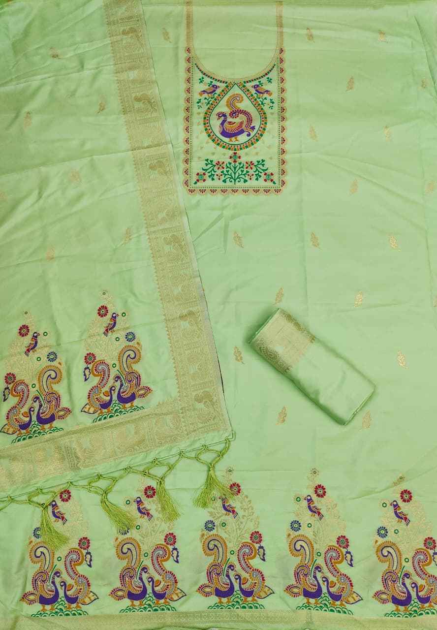 SOFT SILK BLEND WITH RICH PAITHANI ZARI WEAVING DRESS MATERIAL 025