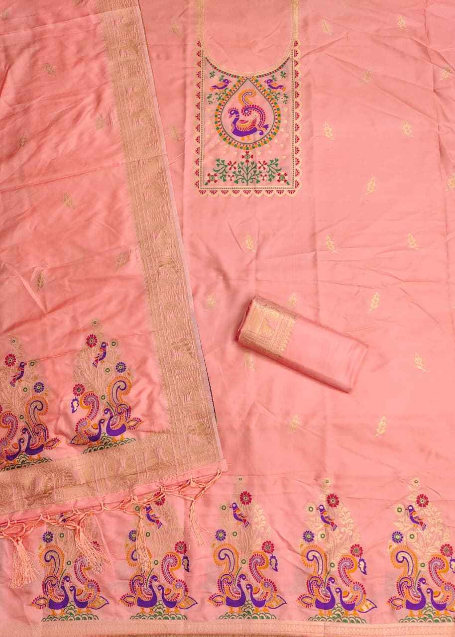 SOFT SILK BLEND WITH RICH PAITHANI ZARI WEAVING DRESS MATERIAL 025
