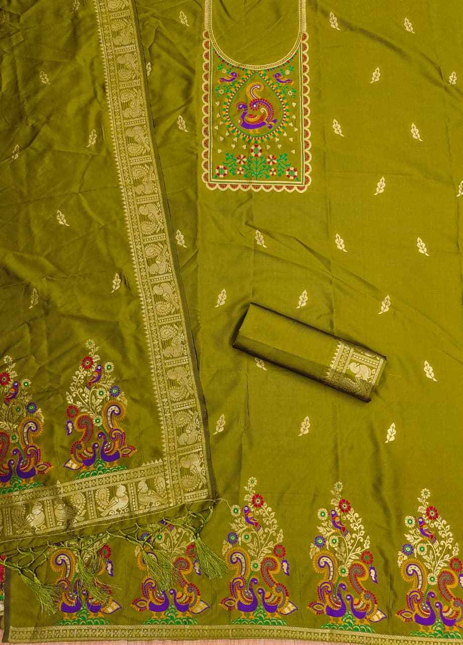 SOFT SILK BLEND WITH RICH PAITHANI ZARI WEAVING DRESS MATERIAL 025