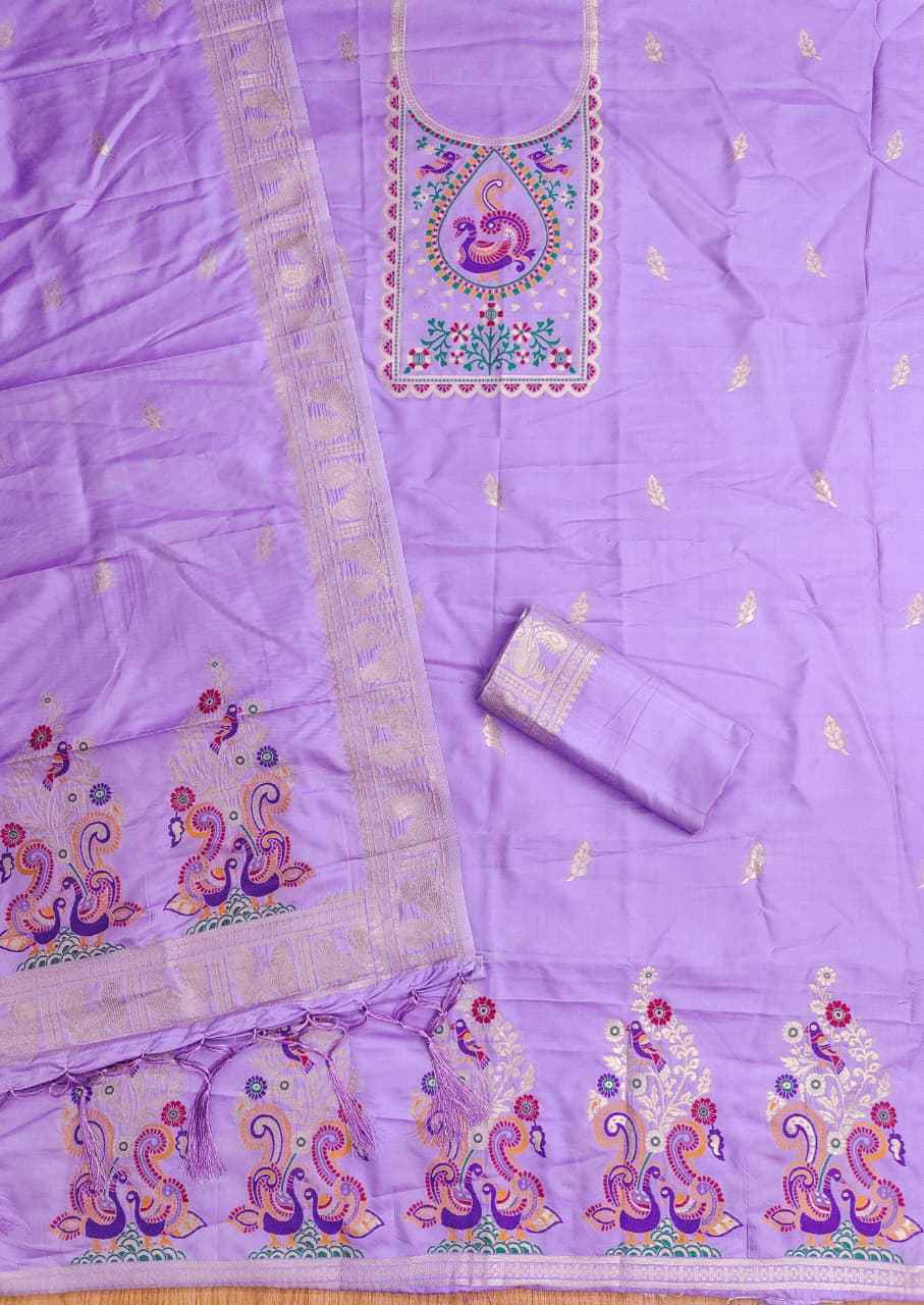 SOFT SILK BLEND WITH RICH PAITHANI ZARI WEAVING DRESS MATERIAL 025