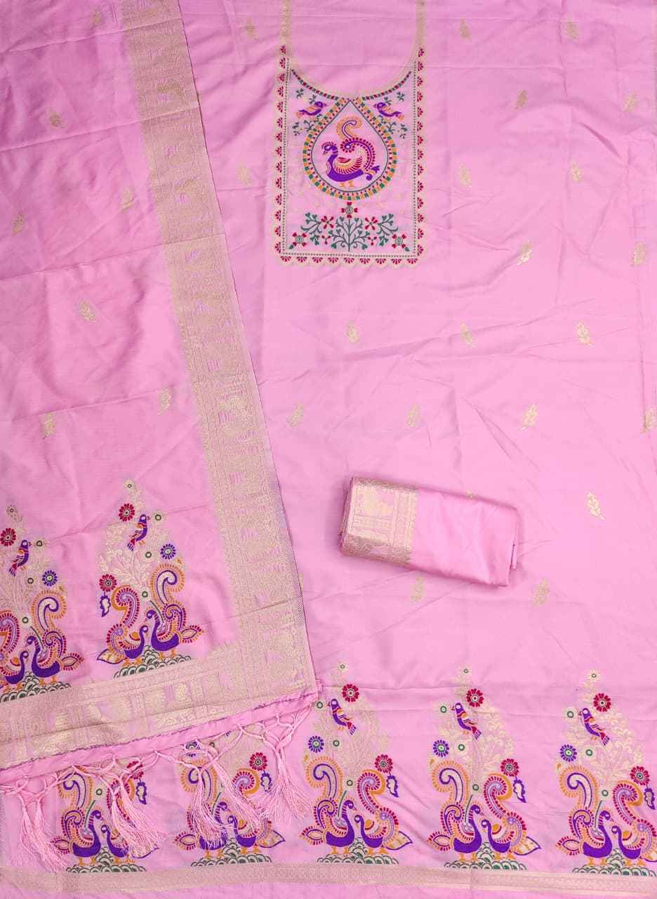 SOFT SILK BLEND WITH RICH PAITHANI ZARI WEAVING DRESS MATERIAL 025