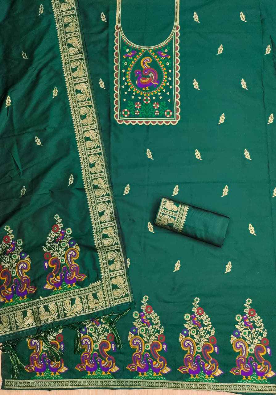 SOFT SILK BLEND WITH RICH PAITHANI ZARI WEAVING DRESS MATERIAL 025