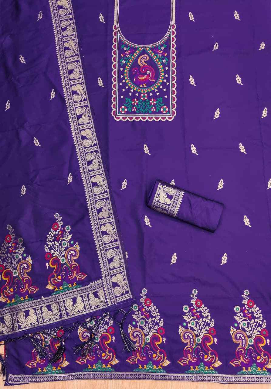 SOFT SILK BLEND WITH RICH PAITHANI ZARI WEAVING DRESS MATERIAL 025