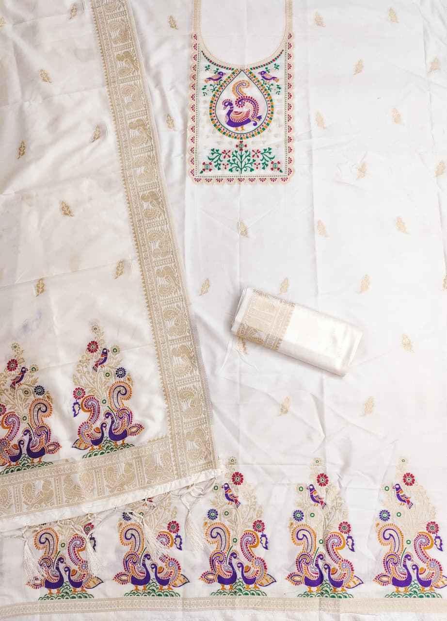 SOFT SILK BLEND WITH RICH PAITHANI ZARI WEAVING DRESS MATERIAL 025