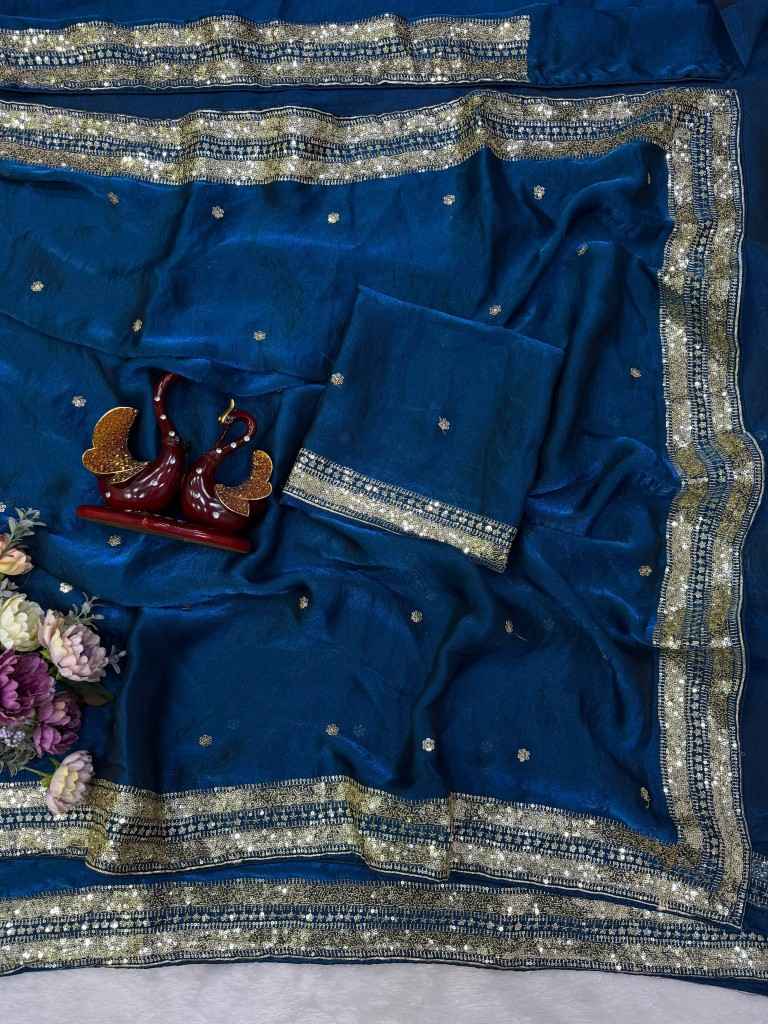 SOFT SPACE SILK SEQUINS EMBROIDERY WORK SAREE