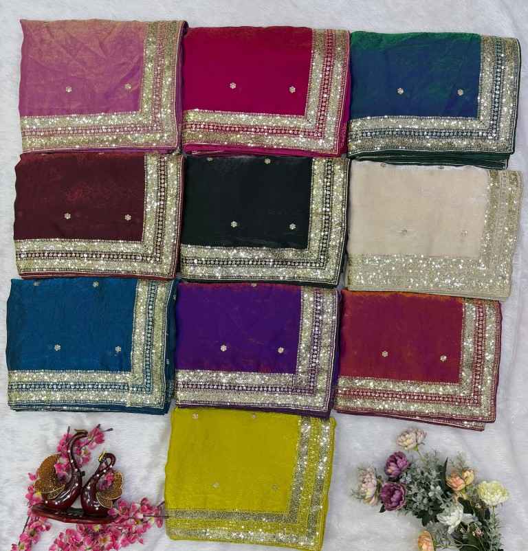 SOFT SPACE SILK SEQUINS EMBROIDERY WORK SAREE