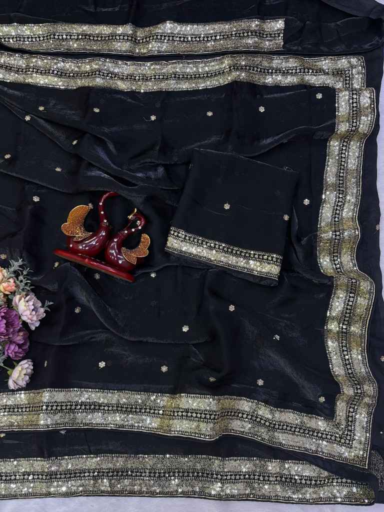 SOFT SPACE SILK SEQUINS EMBROIDERY WORK SAREE
