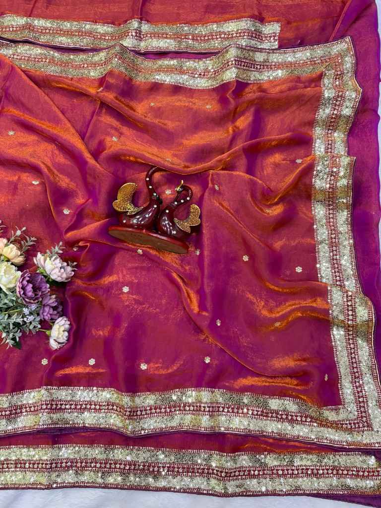 SOFT SPACE SILK SEQUINS EMBROIDERY WORK SAREE