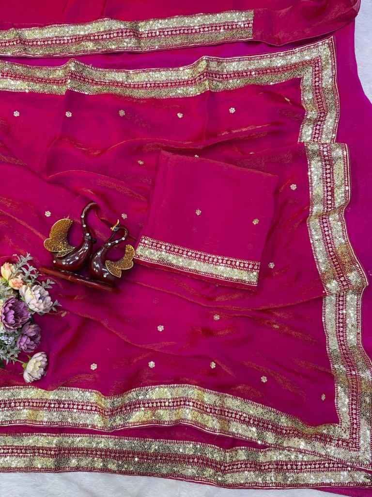 SOFT SPACE SILK SEQUINS EMBROIDERY WORK SAREE