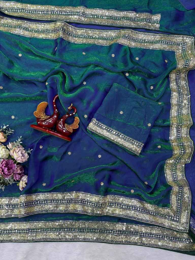 SOFT SPACE SILK SEQUINS EMBROIDERY WORK SAREE