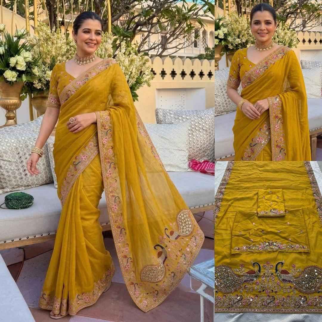 SOFT STAR GEORGETTE EMBROIDERY CUTWORK WORK SAREE 