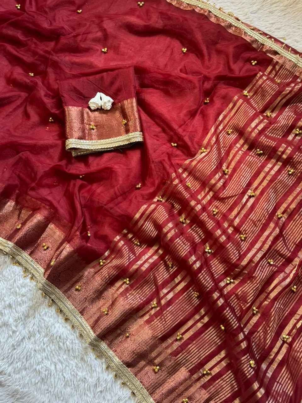 SOFT TISSUE SILK TRENDING GHUNGHROO WORK SAREE 