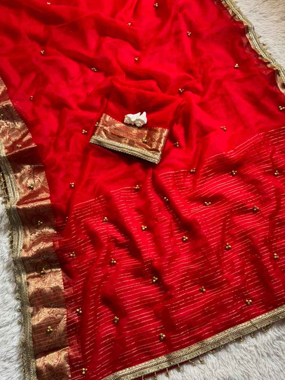 SOFT TISSUE SILK TRENDING GHUNGHROO WORK SAREE 