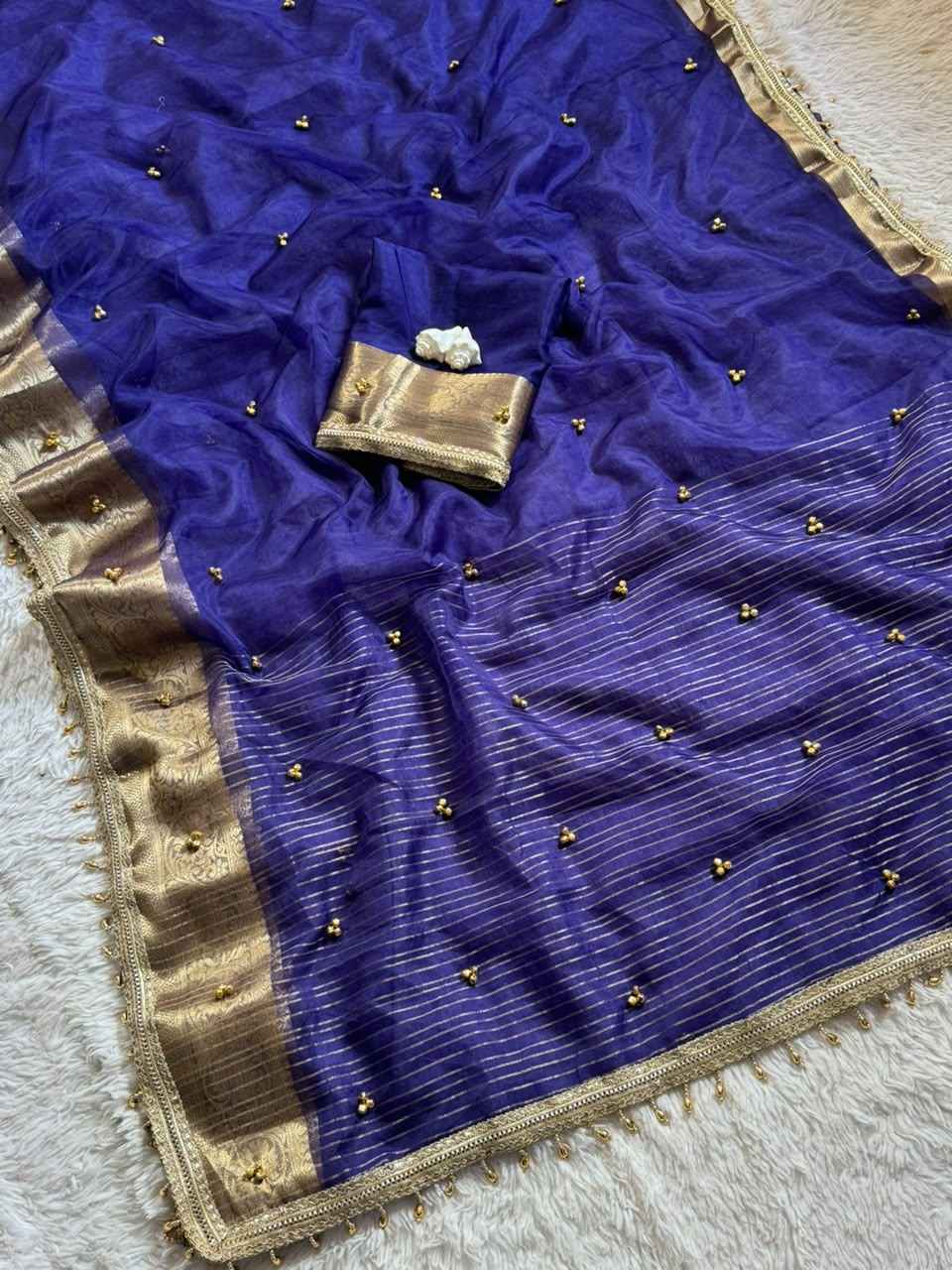 SOFT TISSUE SILK TRENDING GHUNGHROO WORK SAREE 