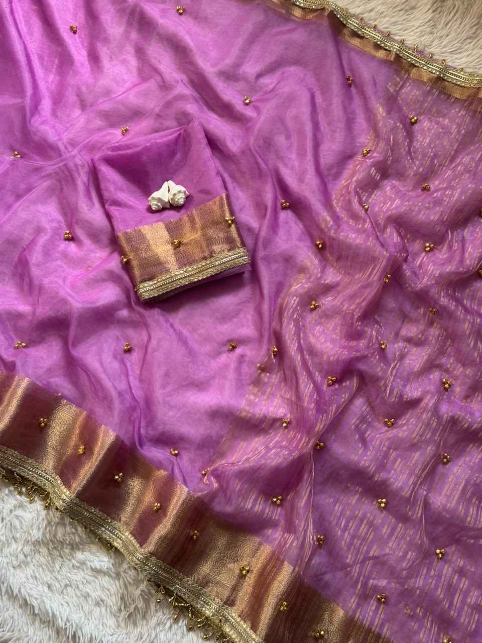 SOFT TISSUE SILK TRENDING GHUNGHROO WORK SAREE 