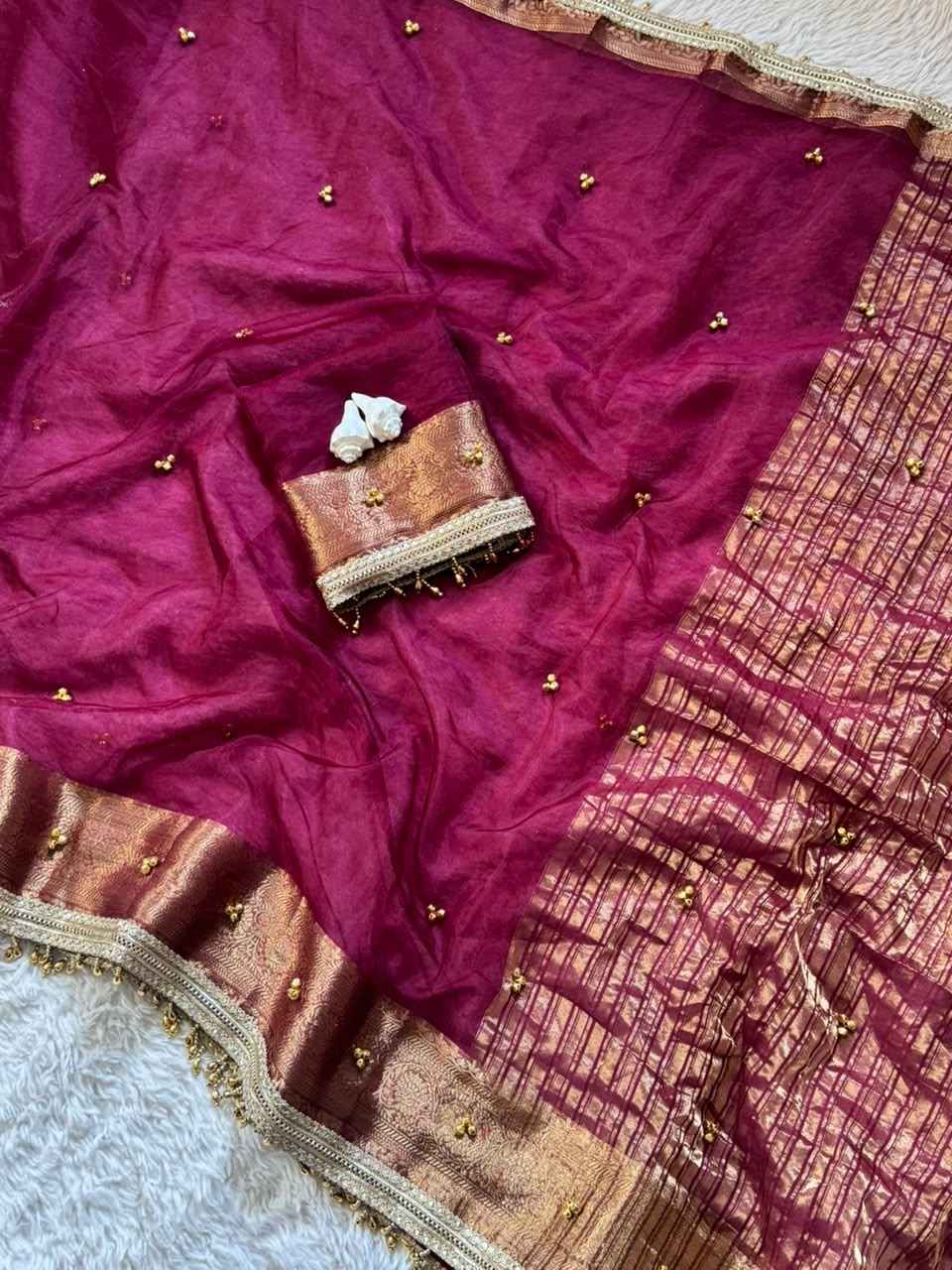 SOFT TISSUE SILK TRENDING GHUNGHROO WORK SAREE 