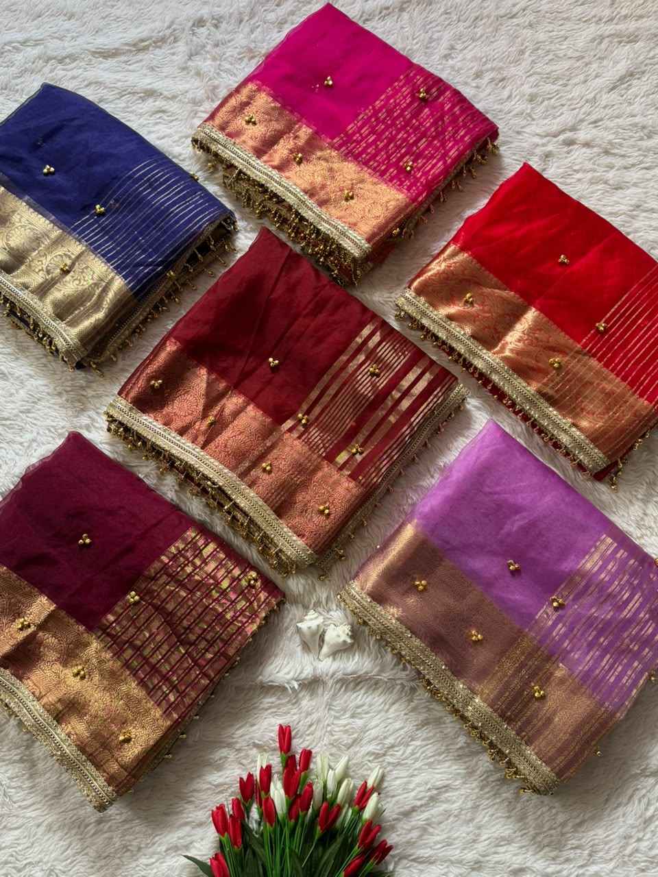 SOFT TISSUE SILK TRENDING GHUNGHROO WORK SAREE 