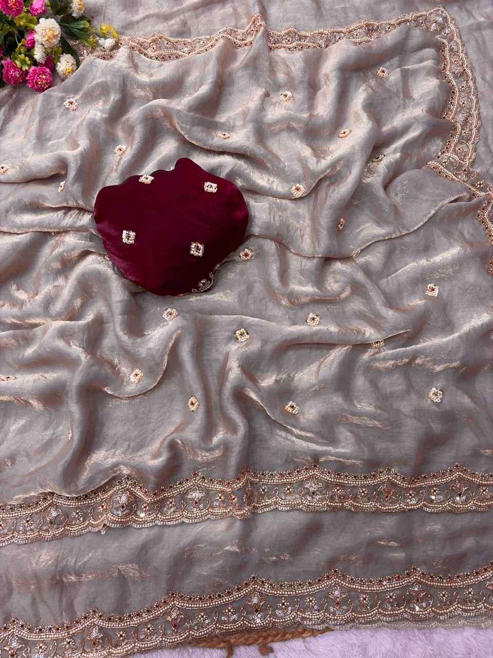 SPACE SILK SEQUENCE BRITS WORK ARCO BORDER SAREE 