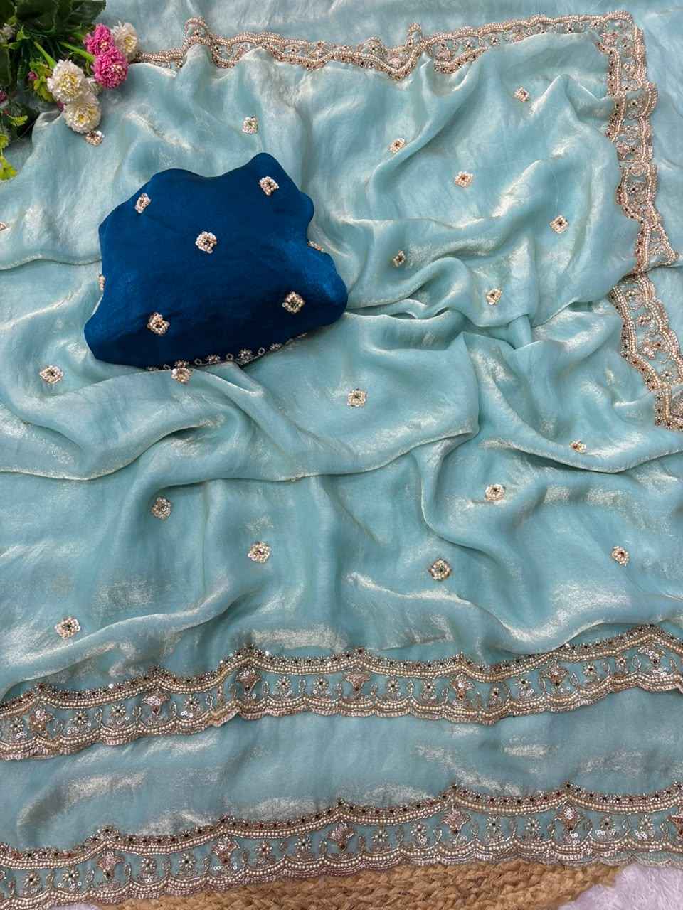 SPACE SILK SEQUENCE BRITS WORK ARCO BORDER SAREE 