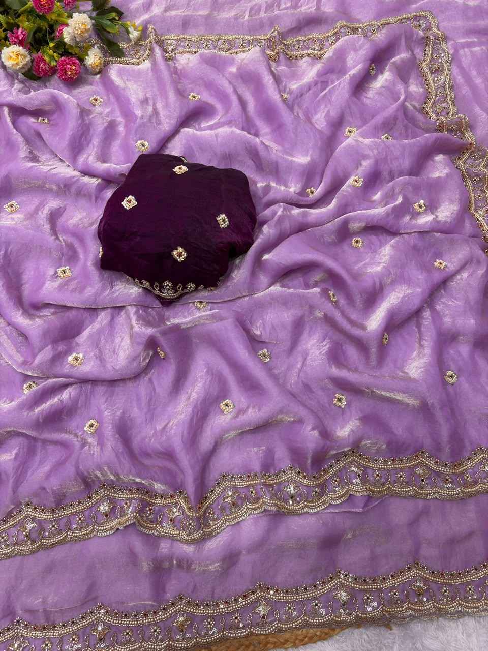 SPACE SILK SEQUENCE BRITS WORK ARCO BORDER SAREE 