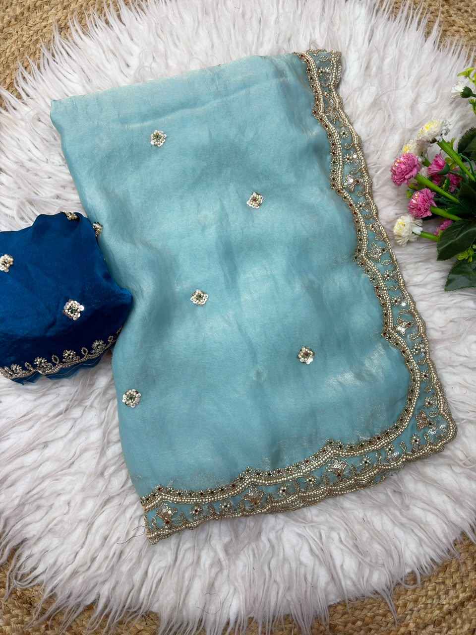 SPACE SILK SEQUENCE BRITS WORK ARCO BORDER SAREE 