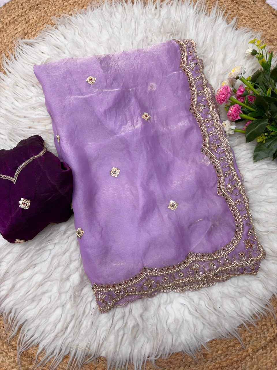 SPACE SILK SEQUENCE BRITS WORK ARCO BORDER SAREE 