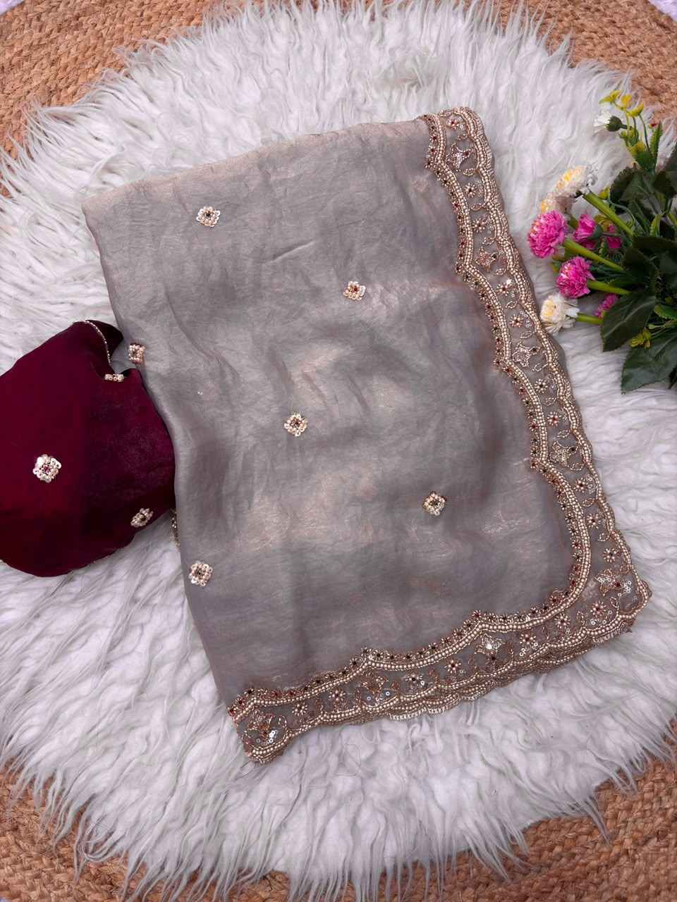 SPACE SILK SEQUENCE BRITS WORK ARCO BORDER SAREE 