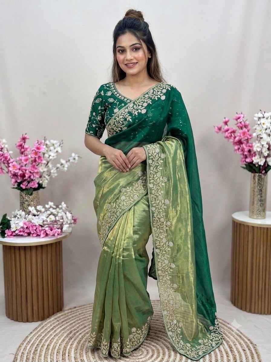 SPACE SILK SEQUENCE BRITS WORK SAREE