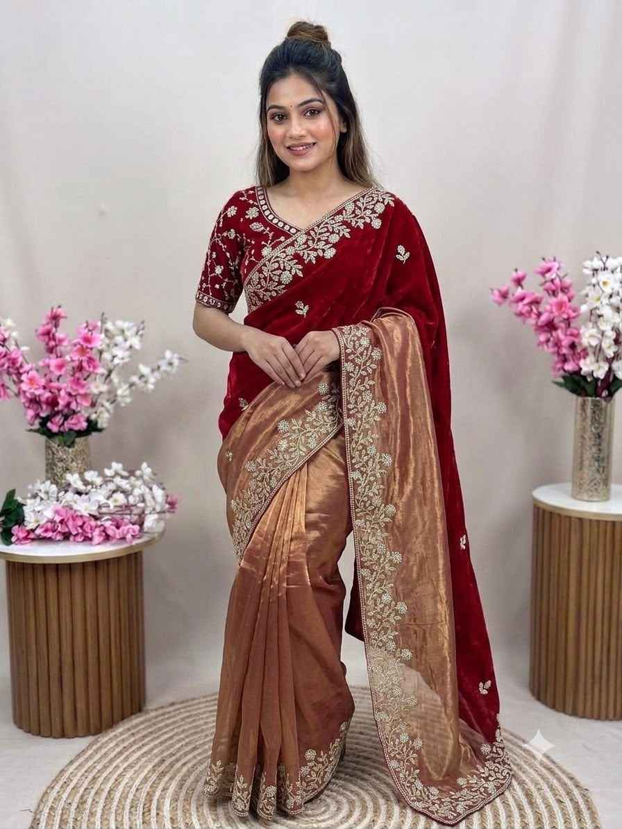 SPACE SILK SEQUENCE BRITS WORK SAREE